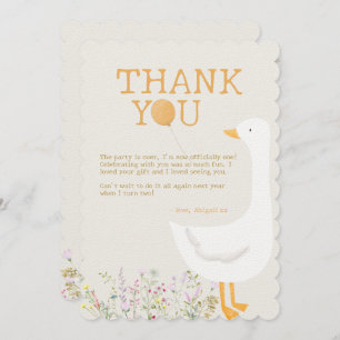 Cartão De Agradecimento Primeiro aniversario de flor selvagem de ganso de 