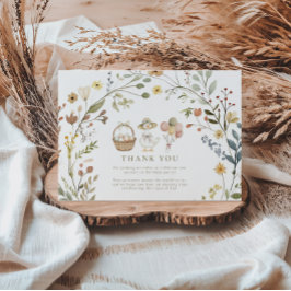 Cartão De Agradecimento Primeiro aniversario de Ganso Bobo de Flor Selvage