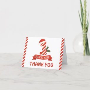 Cartão De Agradecimento Primeiro Aniversário de Natal Doce