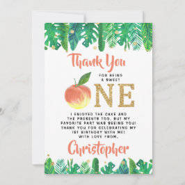 Cartão De Agradecimento Primeiro aniversario de Pêssegos Doce