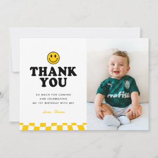 Cartão De Agradecimento Primeiro aniversario de Rapaz de Fotos Feliz e Fel