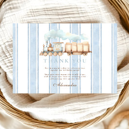 Cartão De Agradecimento Primeiro aniversario do comboio azul Vintage