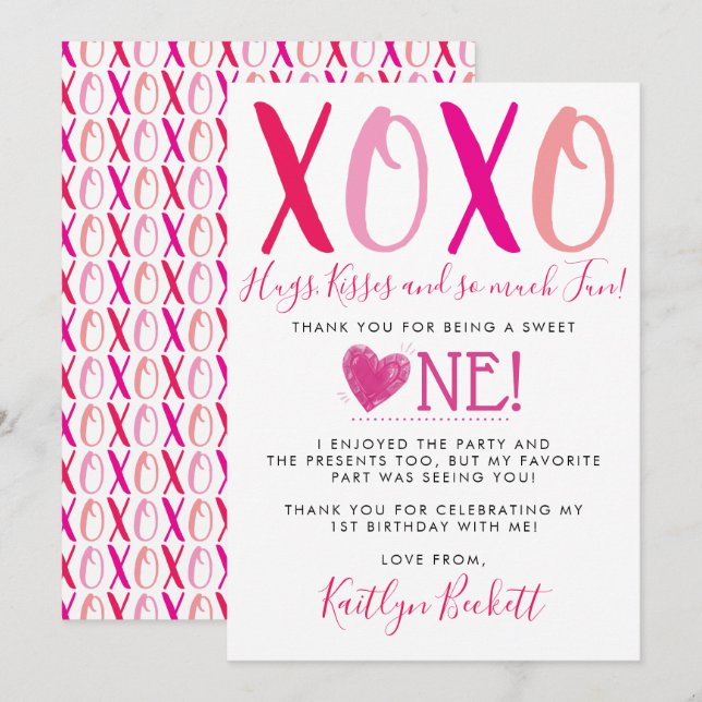 Cartão De Agradecimento Primeiro aniversario do Dia de os namorados Hugs & (Frente/Verso)