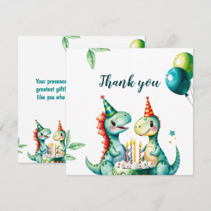 Cartão De Agradecimento Primeiro aniversario do Dinossauro com Coloração a