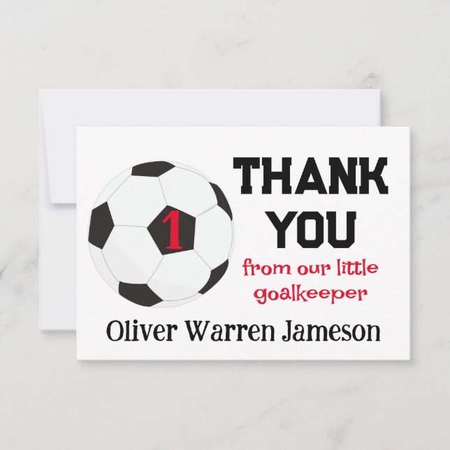Cartão De Agradecimento Primeiro aniversario do Little Goalkeeper Soccer B (Frente)