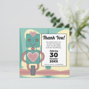 Cartão De Agradecimento Primeiro Aniversário do Moderno Robô do Século Méd