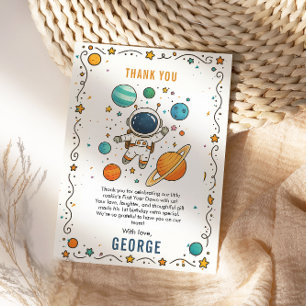 Cartão De Agradecimento Primeiro aniversario do Space Adventure   Espaço E