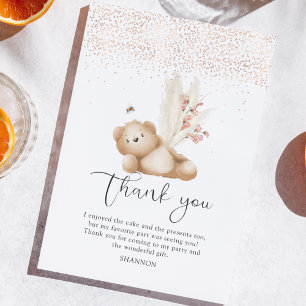 Cartão De Agradecimento Primeiro Aniversário do Urso & Abelha