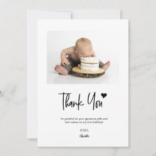 Cartão De Agradecimento Primeiro Aniversário Foto Personalizada Moderno sc