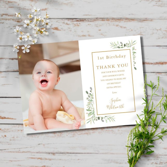 Cartão De Agradecimento Primeiro aniversario Moderno Obrigado Foto (Criador carregado)