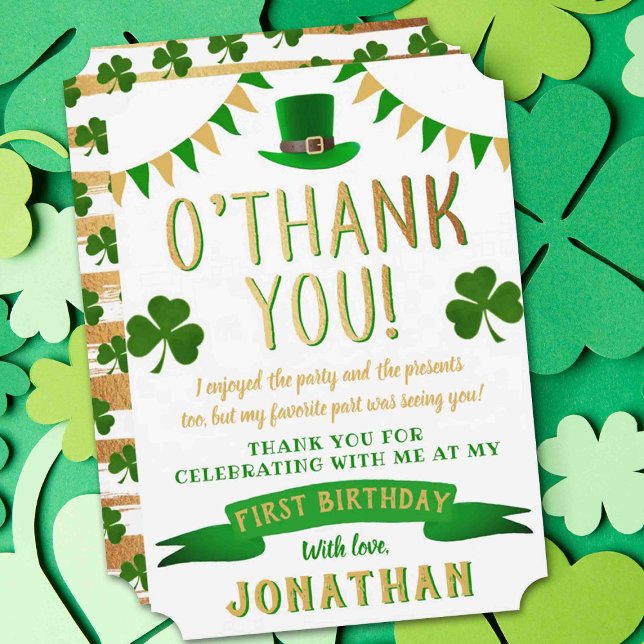 Cartão De Agradecimento Primeiro aniversario Sortudo De Chalkboard (Criador carregado)