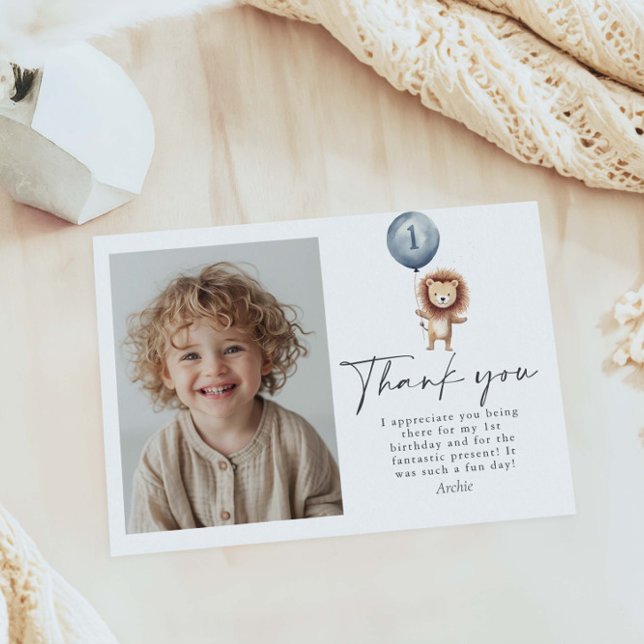 Cartão De Agradecimento Primeiro aniversario Wild One Boy Obrigado (Criador carregado)