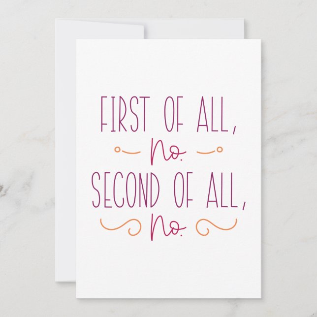 Cartão De Agradecimento Primeiro, Nenhum Segundo De Todos Não (Frente)