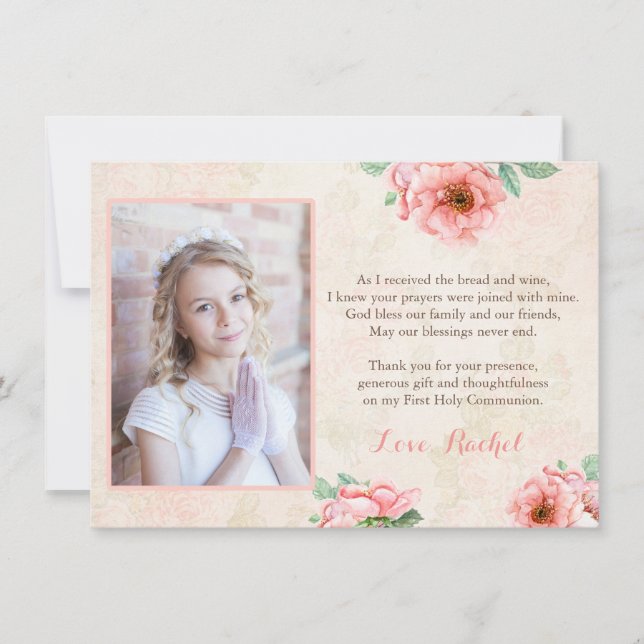 Cartão De Agradecimento Primeiro obrigado da oração do comunhão você para (Frente)