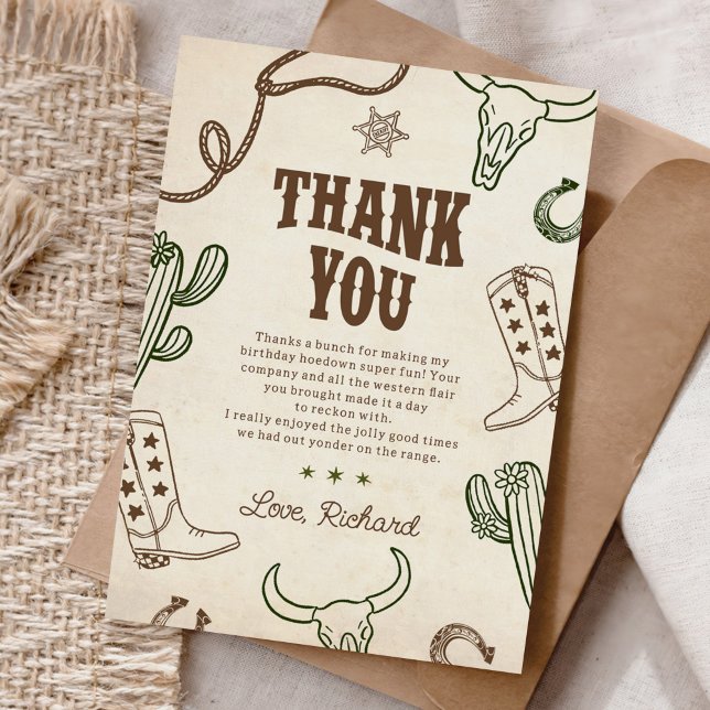 Cartão De Agradecimento Primeiro primeiro aniversario Rodeo Western Boy (Criador carregado)