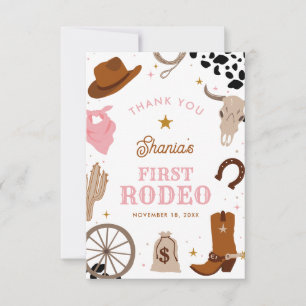 Cartão De Agradecimento Primeiro primeiro aniversario Rodeo Western Girl