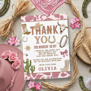 Cartão De Agradecimento Primeiro Rodeio Rosa Cowgirl Ocidental Aniversário