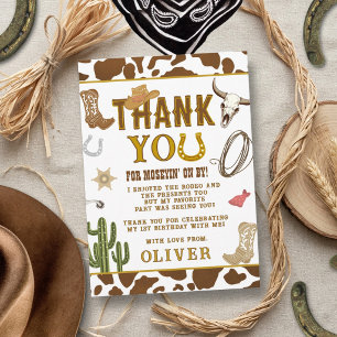 Cartão De Agradecimento Primeiro Rodeio Western Cowboy Meninos Festa de 1º