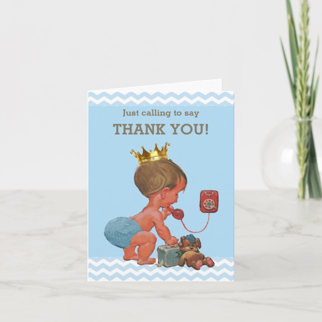 Cartão De Agradecimento Prince Ringing To Say Thank You Baby Shower (Frente)