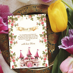 Cartão De Agradecimento Princesa Conto de Fadas Castelo Baby Shower