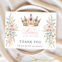Princesa Coroa Dourada Floral Baby Shower Agradeci