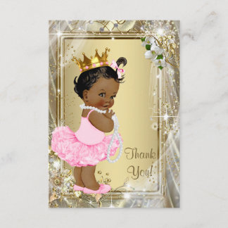 Cartão De Agradecimento Princesa Étnica Tutu Pérolas Baby Shower Obrigado