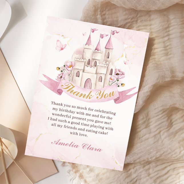 Cartão De Agradecimento Princesa Fairytale Castle Birthday (Criador carregado)