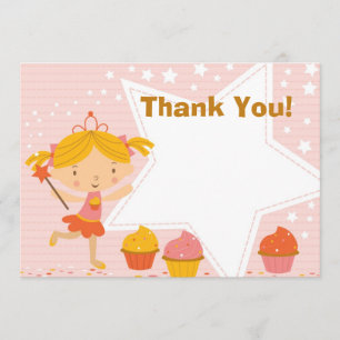 Cartão De Agradecimento Princesa feericamente feita sob encomenda Cupcake