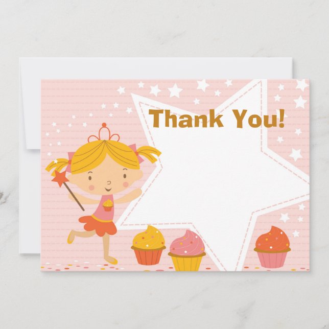 Cartão De Agradecimento Princesa feericamente feita sob encomenda Cupcake (Frente)