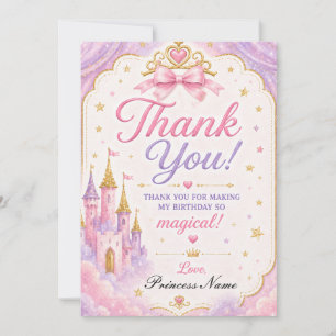 Cartão De Agradecimento Princesa Lavanda Rosa