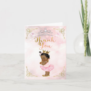 Cartão De Agradecimento Princesa Rosa Vintage Menina Bebê Étnico Obrigada