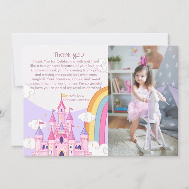 Cartão De Agradecimento Princesa Royal Castle Festa de aniversário (Frente)