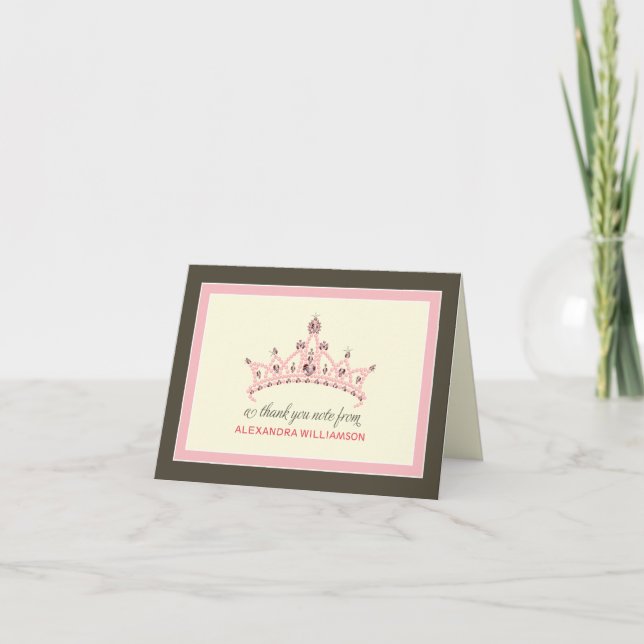 Cartão de Agradecimento Princesa Tiara (rosa) (Frente)
