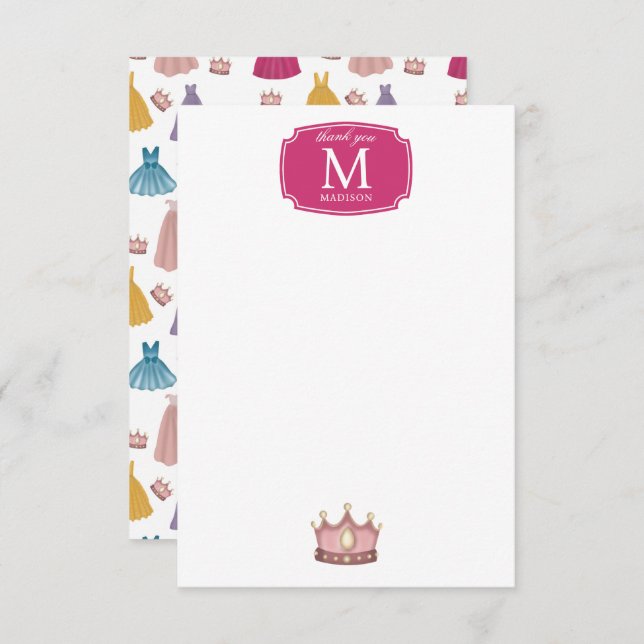 Cartão De Agradecimento Princesa Veste Fairytalhe Crianças Pequenas (Frente/Verso)