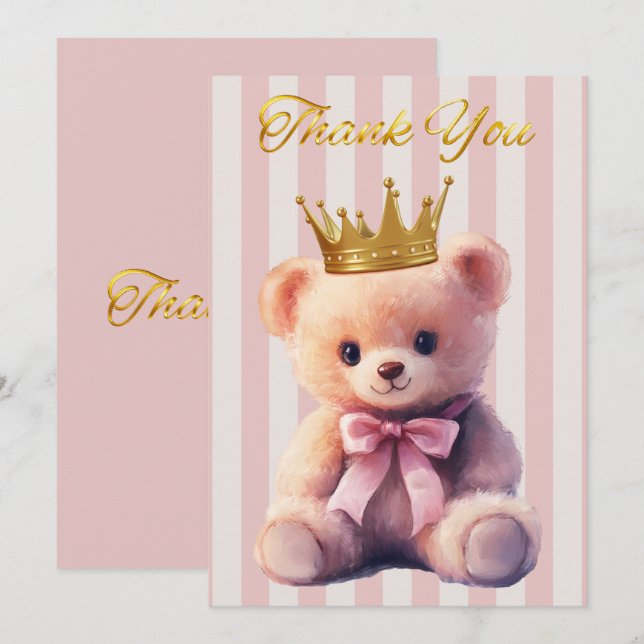 Cartão De Agradecimento Princess Teddy Bear (Frente/Verso)