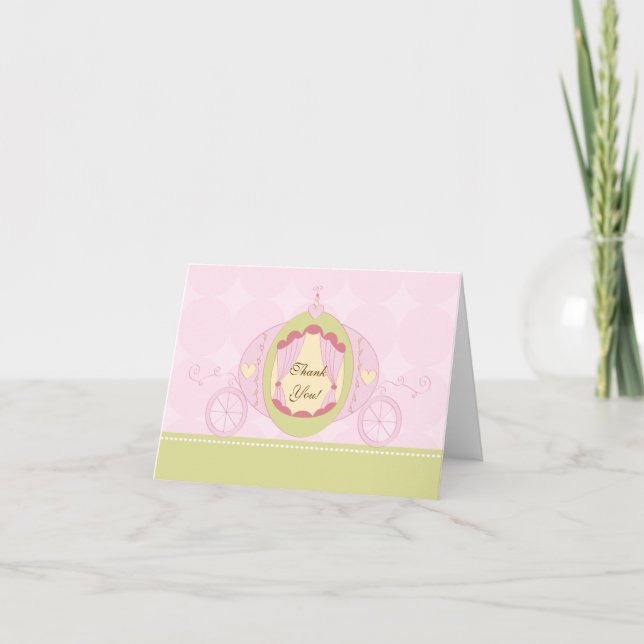 Cartão De Agradecimento Princess Thank You Note Sweet Carriage (Frente)