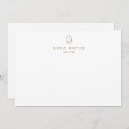 Cartão De Agradecimento Professional Elegant White Monogram  