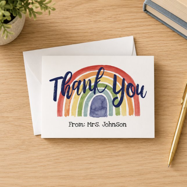 Cartão de Agradecimento Professor Arco-íris (Teacher Personalized Thank You)