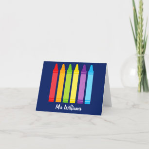 Cartão De Agradecimento Professor de Ensino Elementar Cute Crayon
