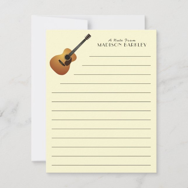 Cartão De Agradecimento Professor de Música de Violão Acústico (Frente)