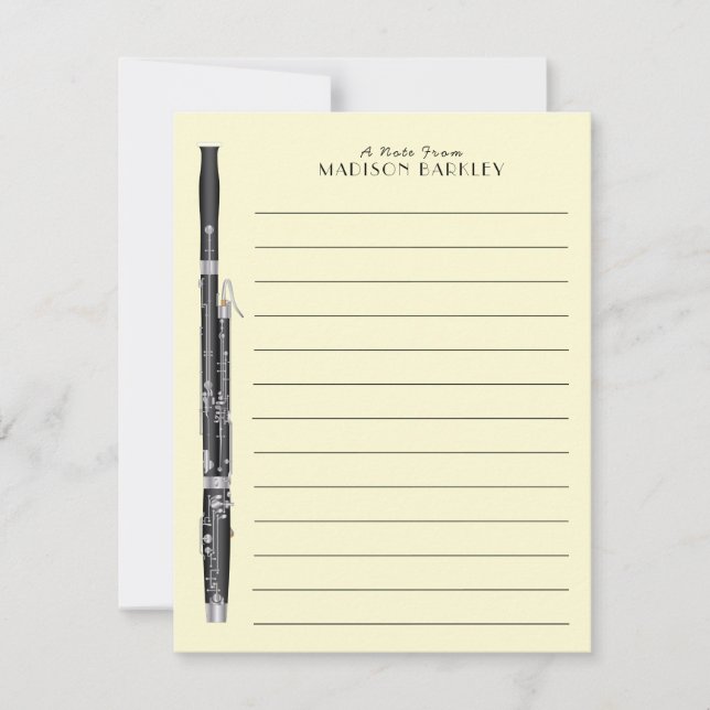 Cartão De Agradecimento Professor de Música Musical de Bassoon Woodwind (Frente)