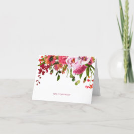 Cartão De Agradecimento Professor Floral Rosa Elegante