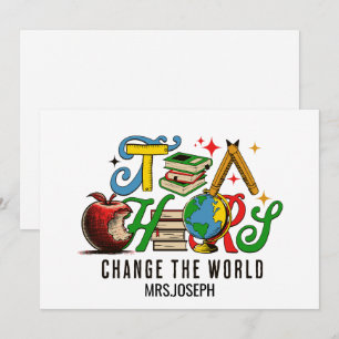 Cartão De Agradecimento Professor Muda a Cor do Mundo Escolar Colorida
