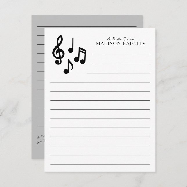 Cartão De Agradecimento Professor Musical de Nota de Música (Frente/Verso)