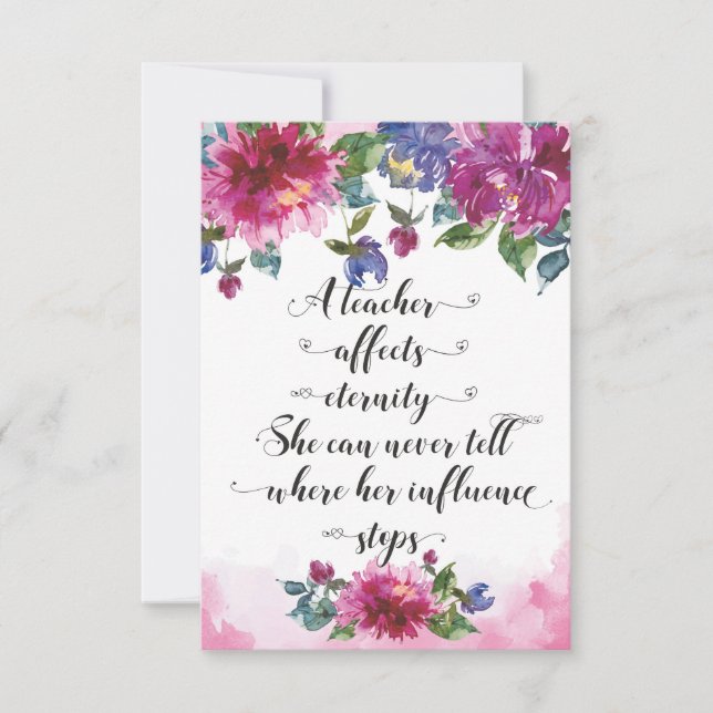 Cartão De Agradecimento Professora Typografia de volta à doação de aposent (Frente)