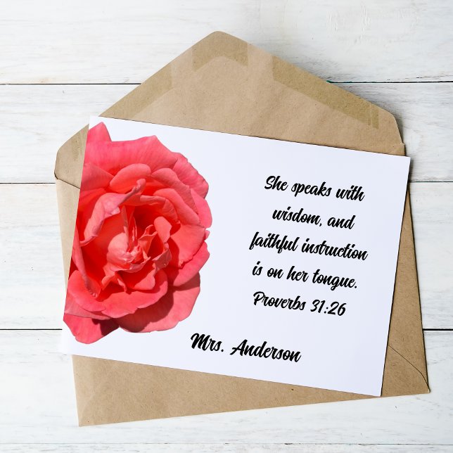 Cartão De Agradecimento Proverbs 31:26 Obrigado Mulher Cristã Sábica (Criador carregado)