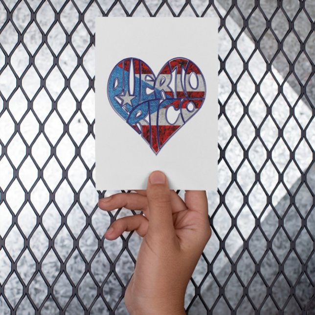 Cartão De Agradecimento Puerto Rico Love Card  (Puerto Rico Flag heart Love Card)