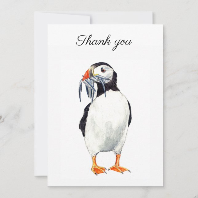 cartão de agradecimento Puffin (Frente)