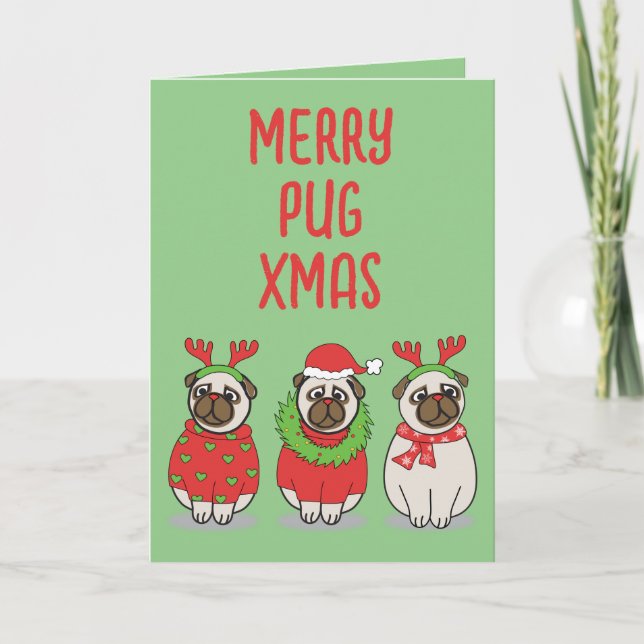 Cartão De Agradecimento PUG AMA Natal Xmas Cachorro Cachorro Cachorro Cach (Frente)