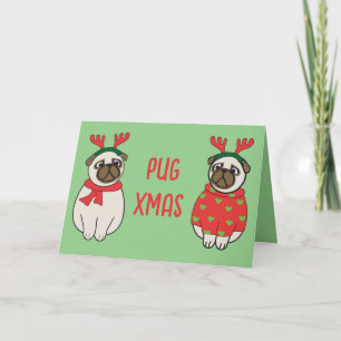 Cartão De Agradecimento PUG AMOR Natal Dia Natal Cachorro Cachorro Doggy P